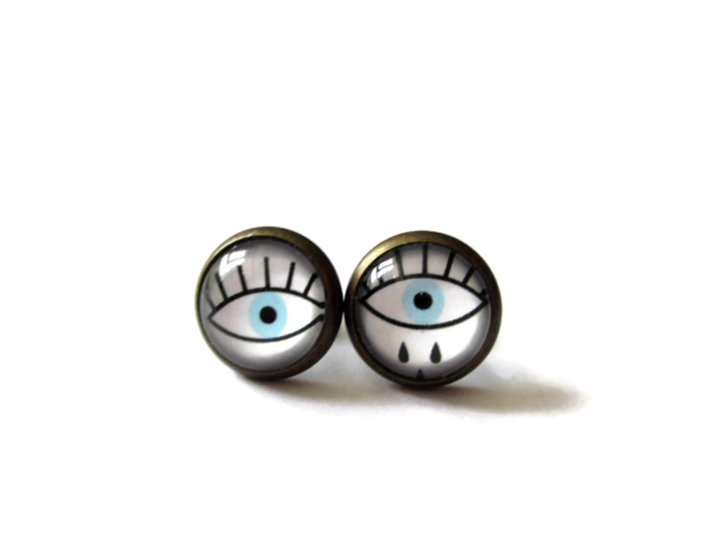 Mismatched Blue Eyes Stud Earrings