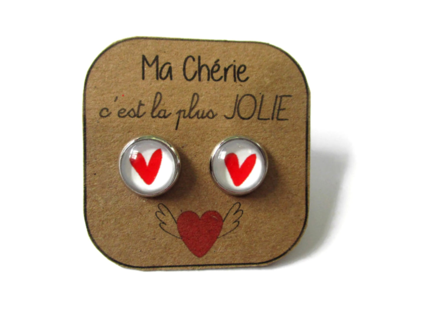 Red Heart Stud Earrings / "Ma Chérie, c'est la plus Jolie!"