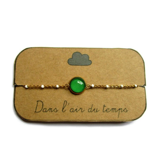 Bracelet Vert finition dorée ou argentée