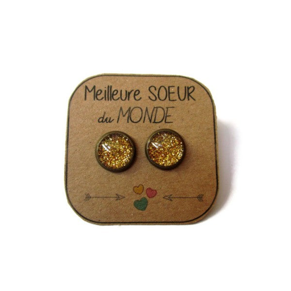 "Meilleure soeur du monde!!" Stud Earrings