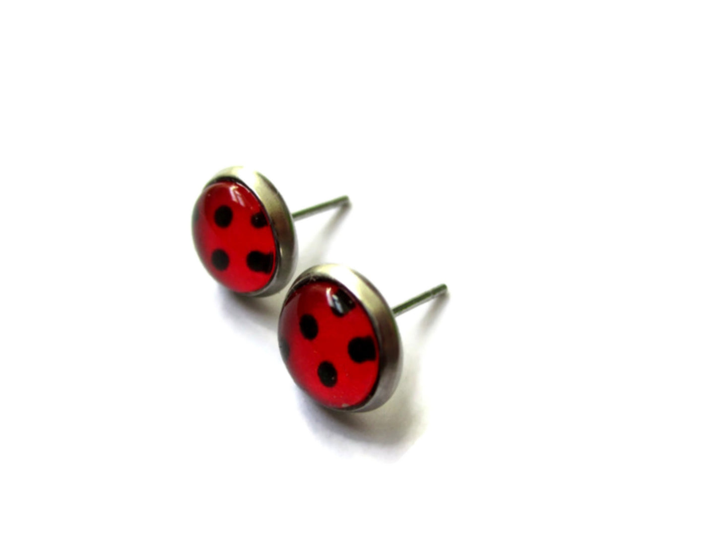 Puces d'Oreilles Pois Rouges et Noirs, Coccinelle