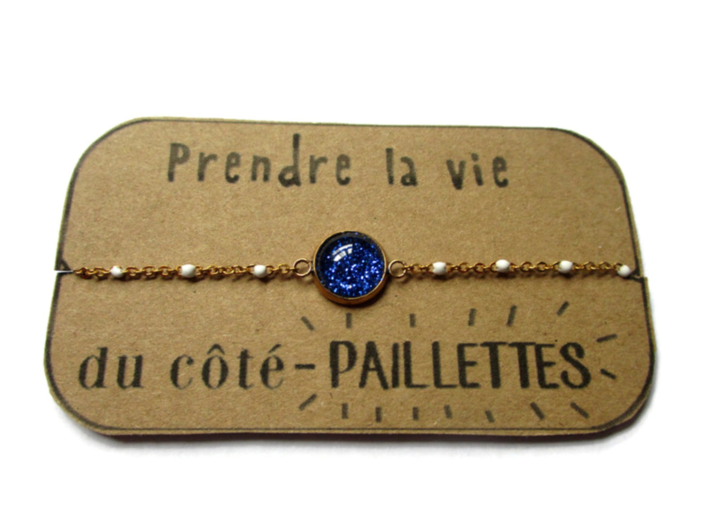 Bracelet Acier Inoxydable Paillettes Bleues