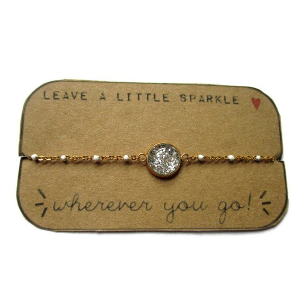 Bracelet Acier Inoxydable Paillettes Argentées / "Leave a little sparkle wherever you go"