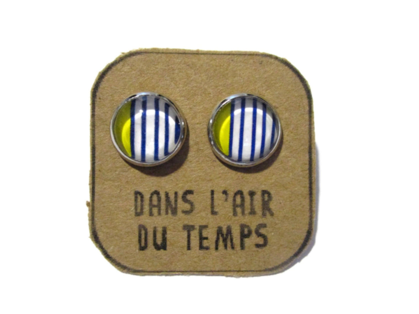 Puces d'Oreilles Rayures Jaunes et Bleues