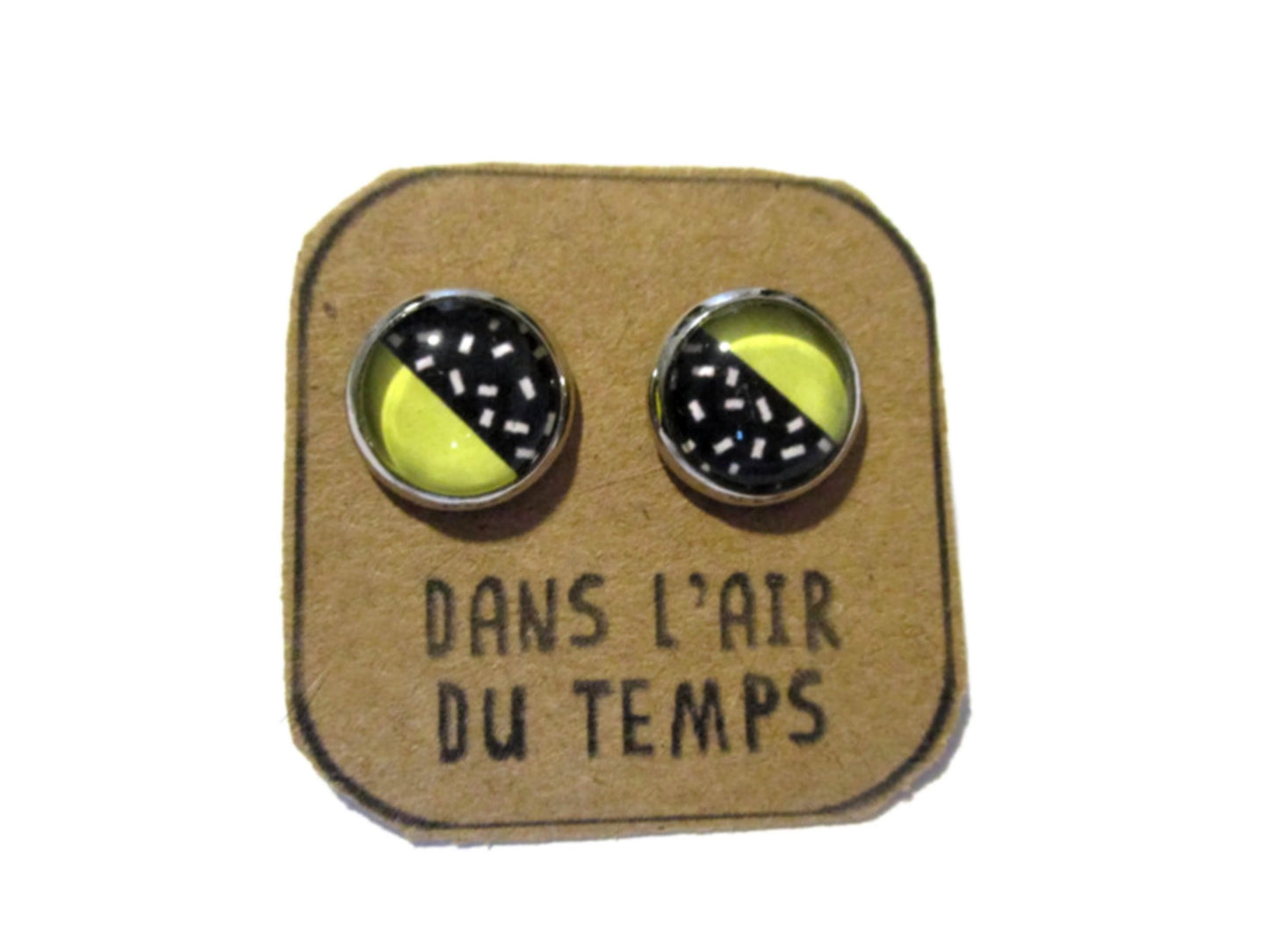 Puces d'Oreilles Motif Graphique Jaune et Noir