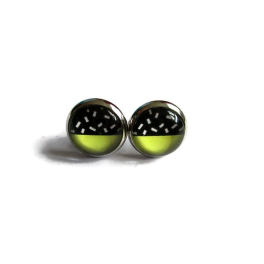 Puces d'Oreilles Motif Graphique Jaune et Noir