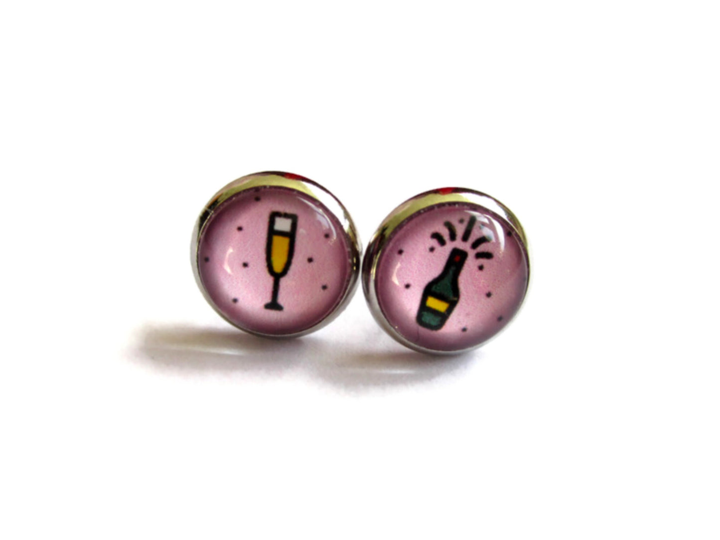 Champagne Stud Earrings / "Un Grand Bravo! "