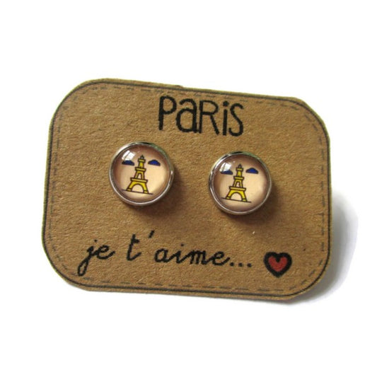 Eiffel Tower Stud Earrings / "Paris je t'aime"