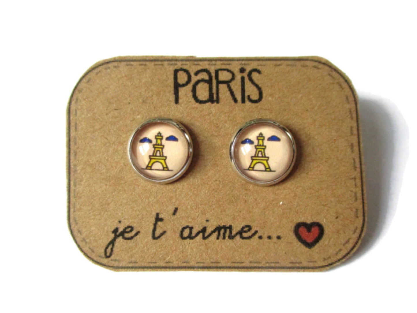 Puces d'Oreilles Tour Eiffel, "Paris je t'aime"