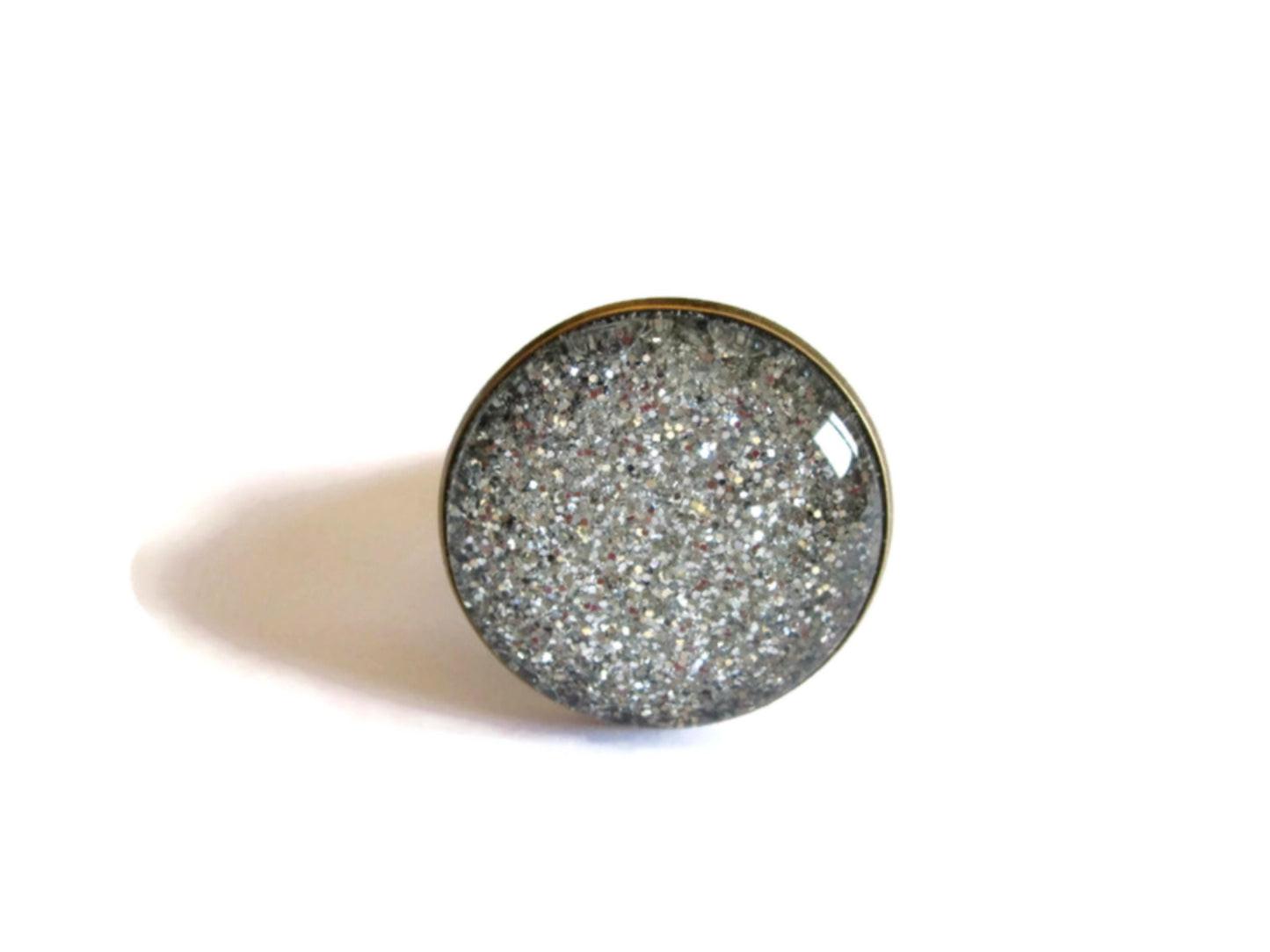Silver glitter ring