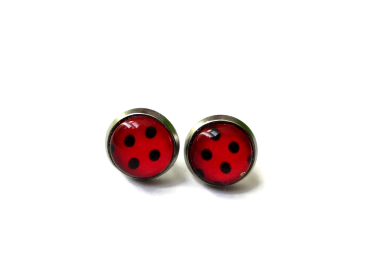 Puces d'Oreilles Pois Rouges et Noirs, Coccinelle