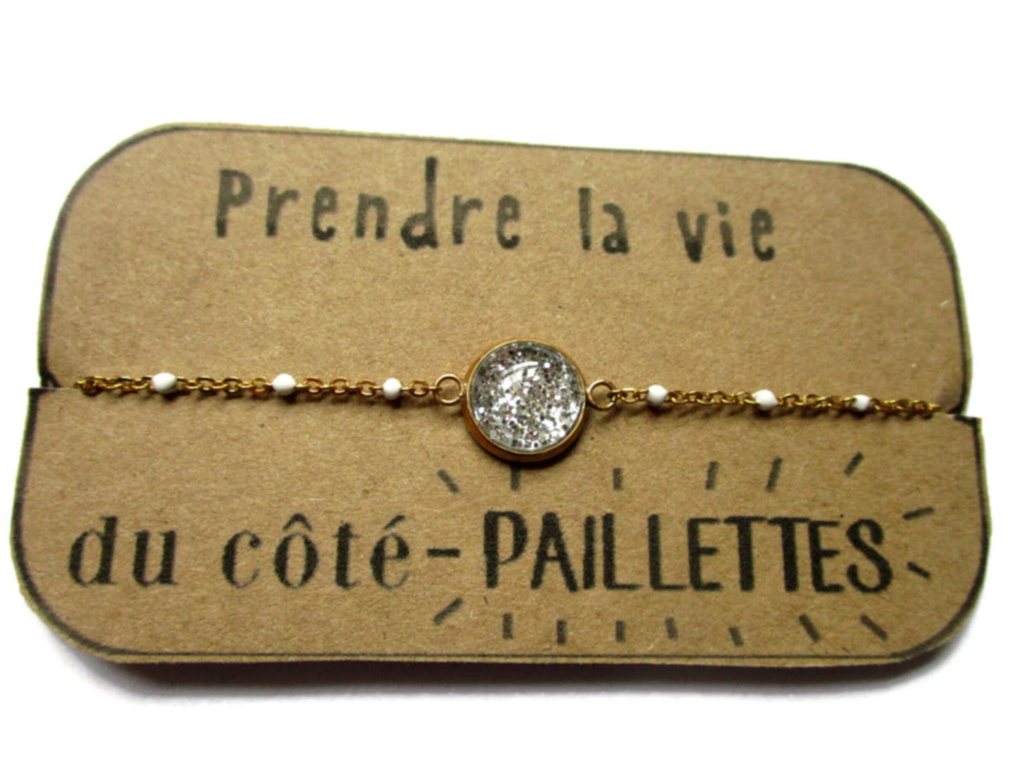 Bracelet Acier Inoxydable Paillettes Argentées