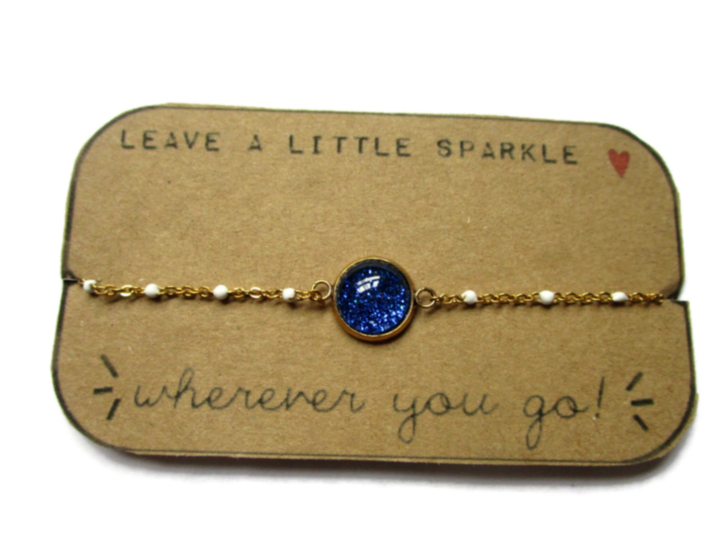 Bracelet Acier Inoxydable Paillettes bleues / "Leave a little sparkle wherever you go"