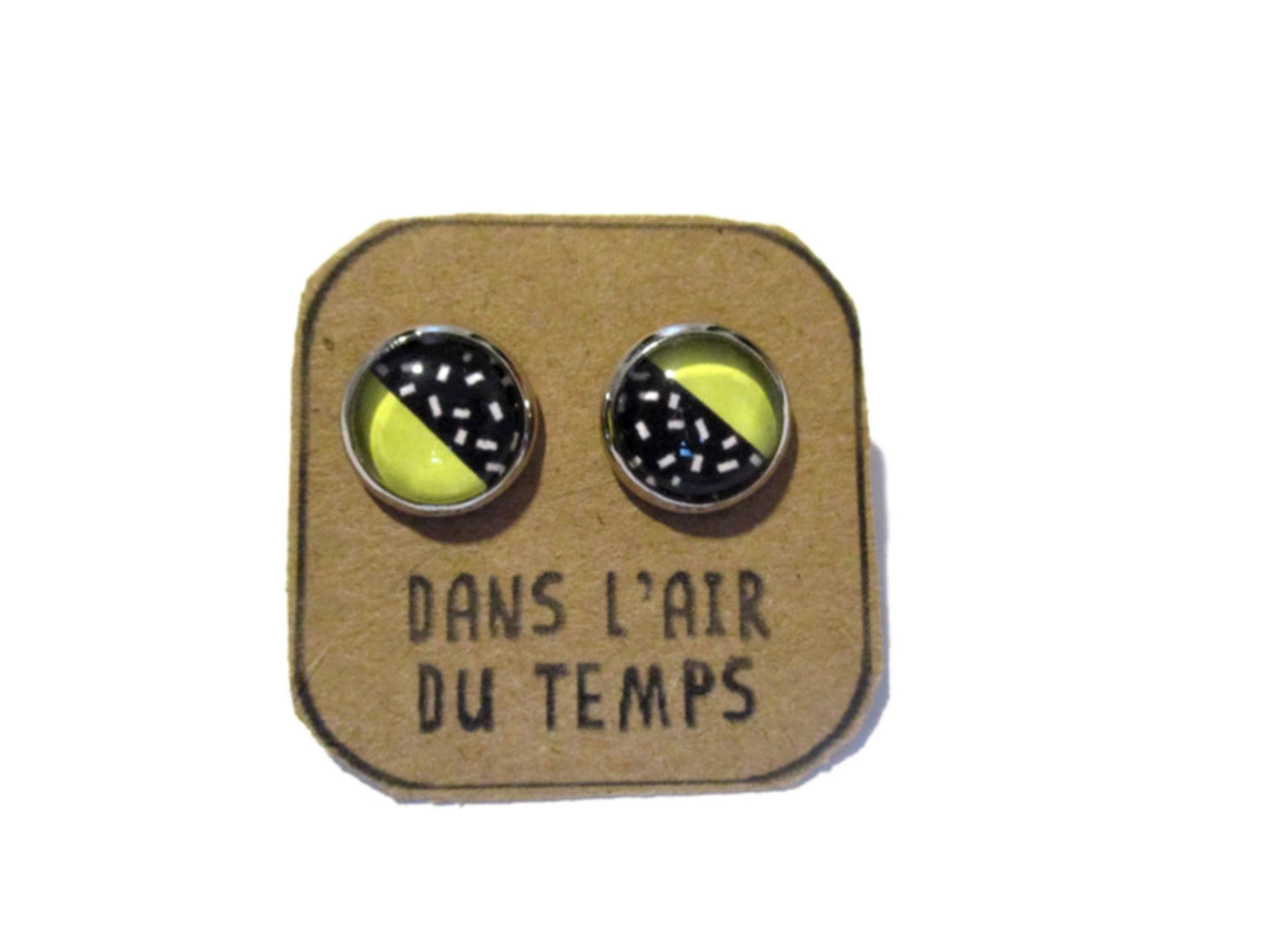 Puces d'Oreilles Motif Graphique Jaune et Noir