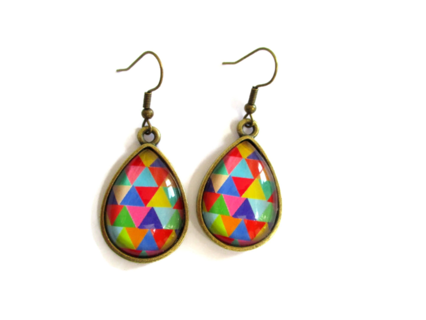 Boucles d'Oreilles Gouttes Triangles Multicolores