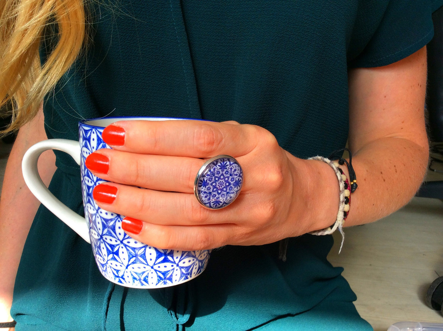 BAGUE Mandala Bleu