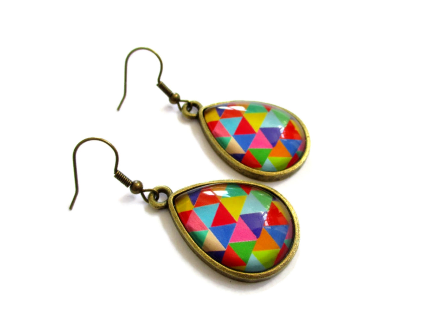 Boucles d'Oreilles Gouttes Triangles Multicolores