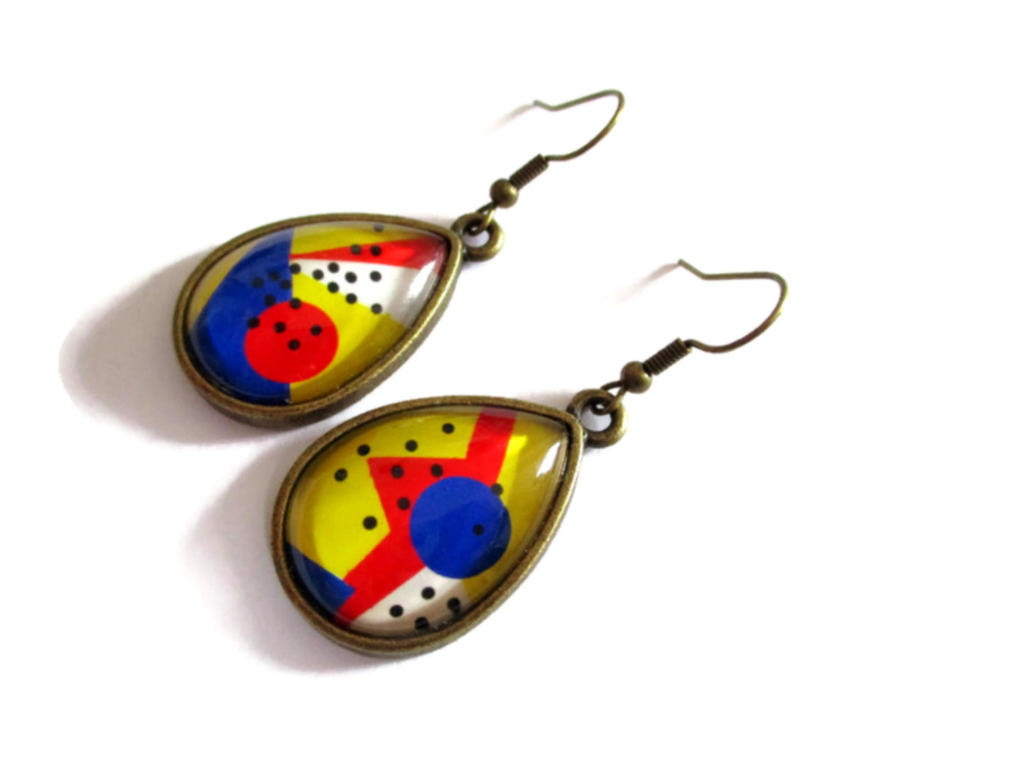 Boucles d'Oreilles Gouttes Motif Abstrait Coloré