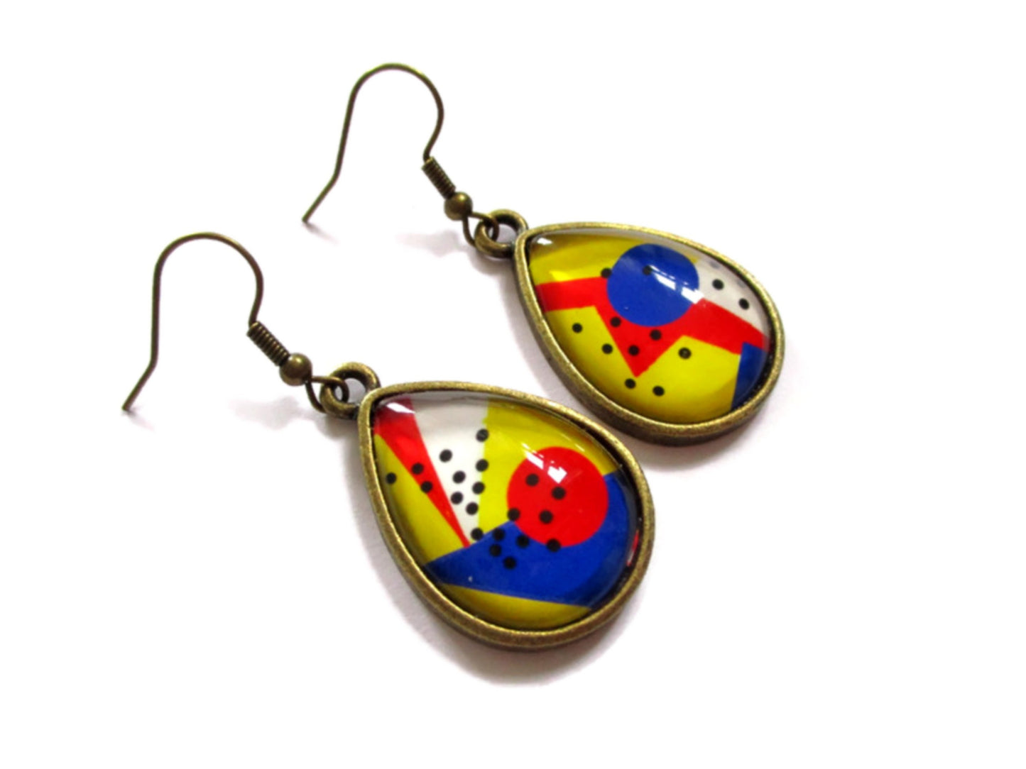 Colorful abstract teardrop earrings 