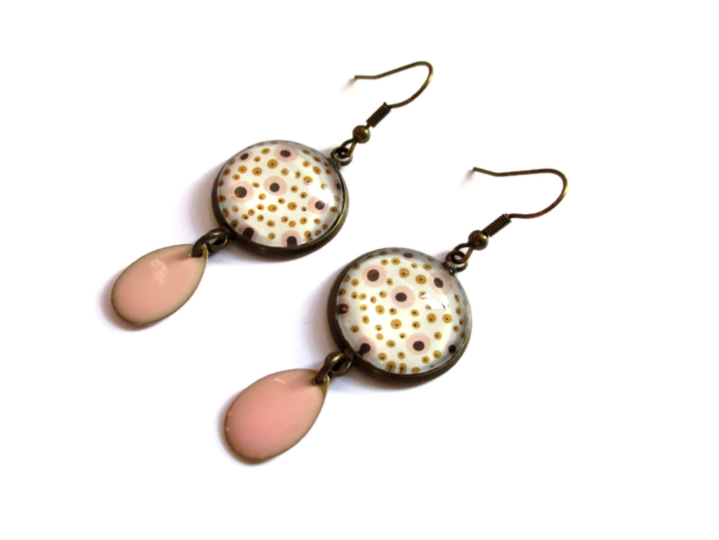 Pink polka dot earrings 