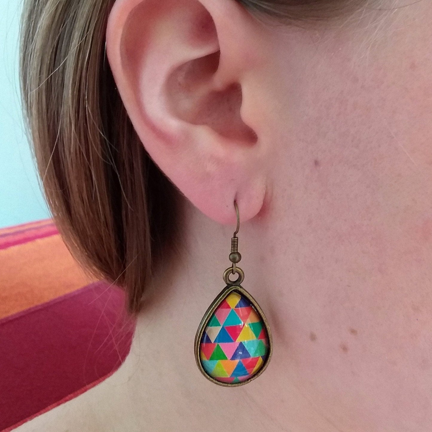 Boucles d'Oreilles Gouttes Triangles Multicolores