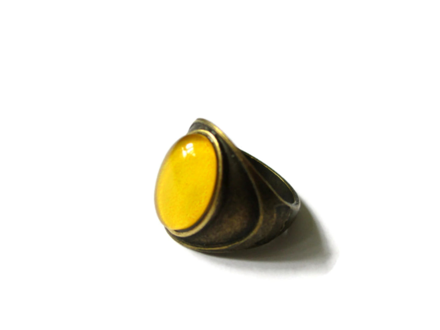 Bague Ovale Jaune Moutarde