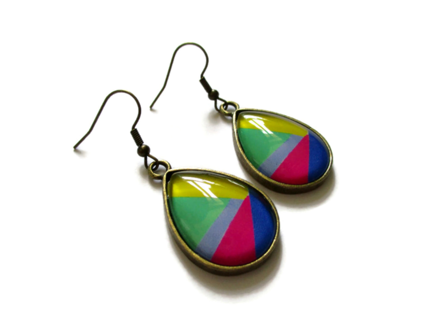 Boucles d'Oreilles Gouttes Abstraites Multicolores