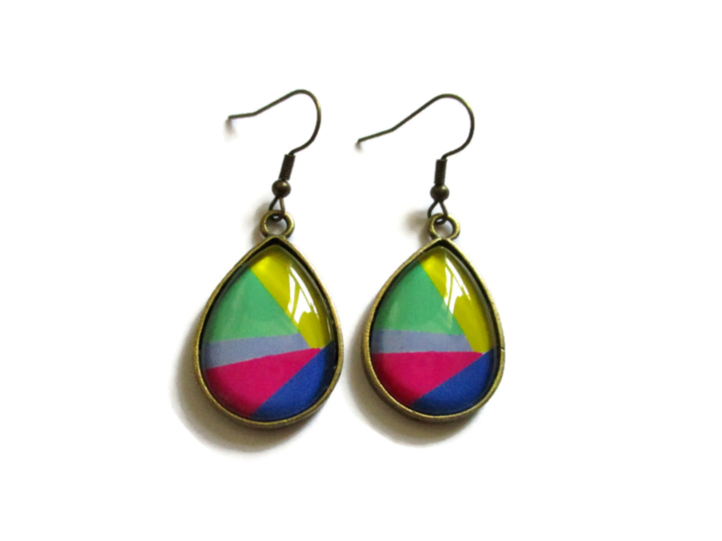 Boucles d'Oreilles Gouttes Abstraites Multicolores