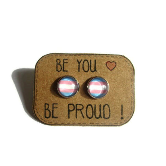 Puces d'Oreilles Drapeau Transgenre "Be Proud Be You! "