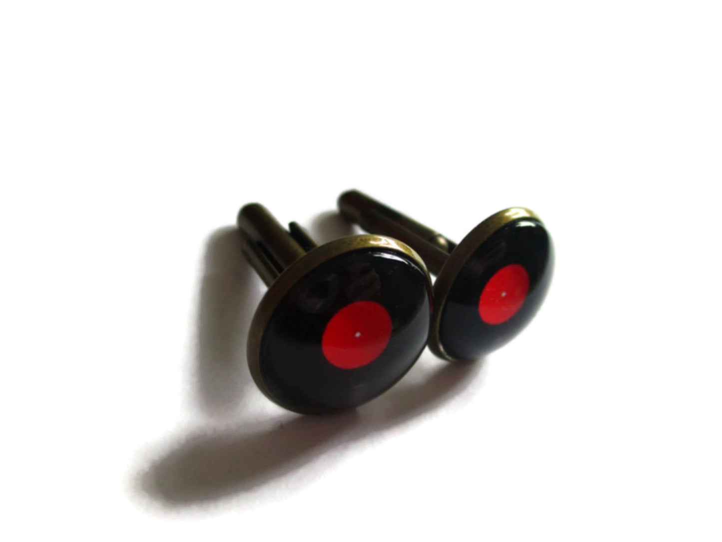 Boutons de Manchette Vinyle Rouge