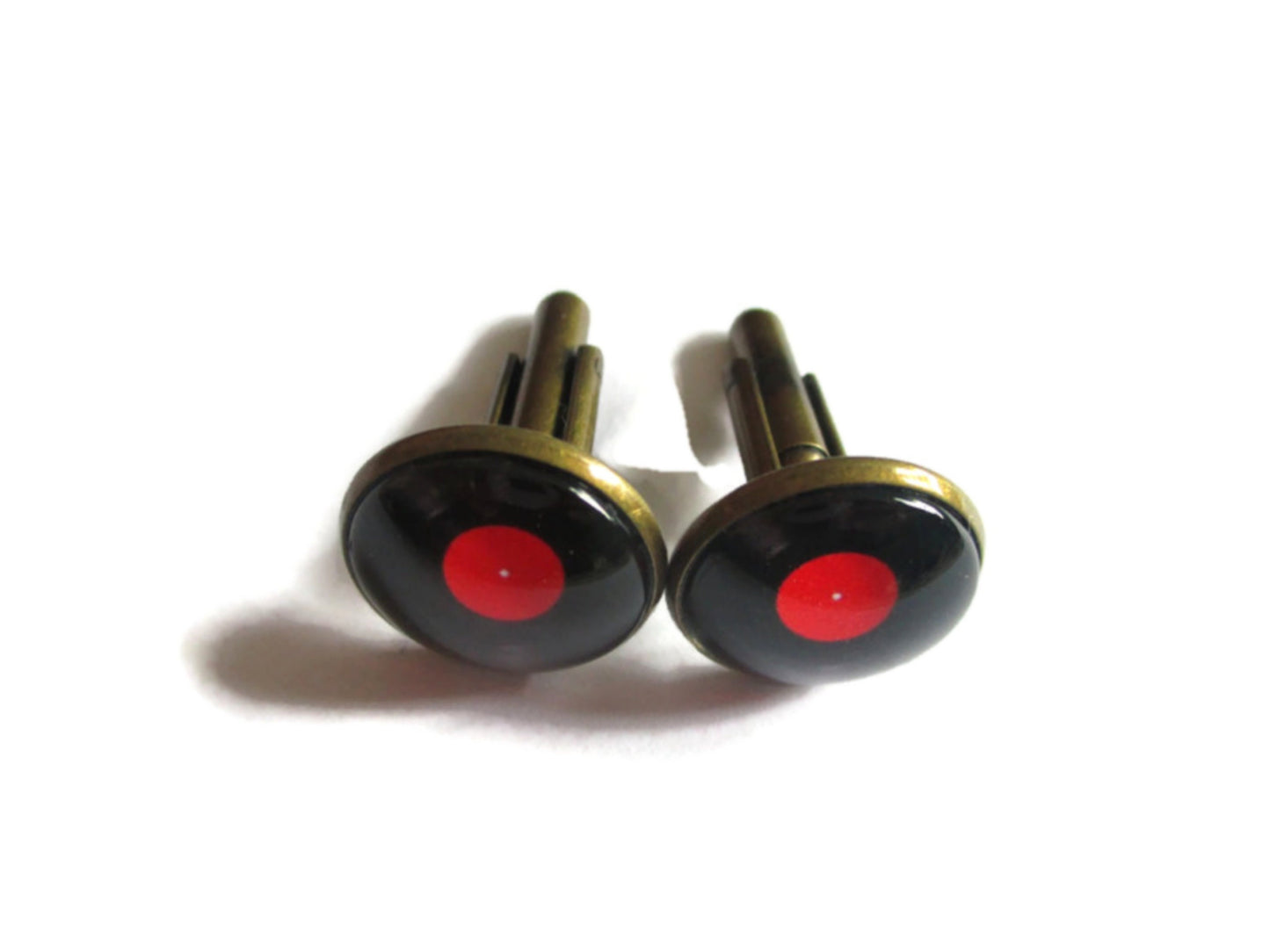 Boutons de Manchette Vinyle Rouge