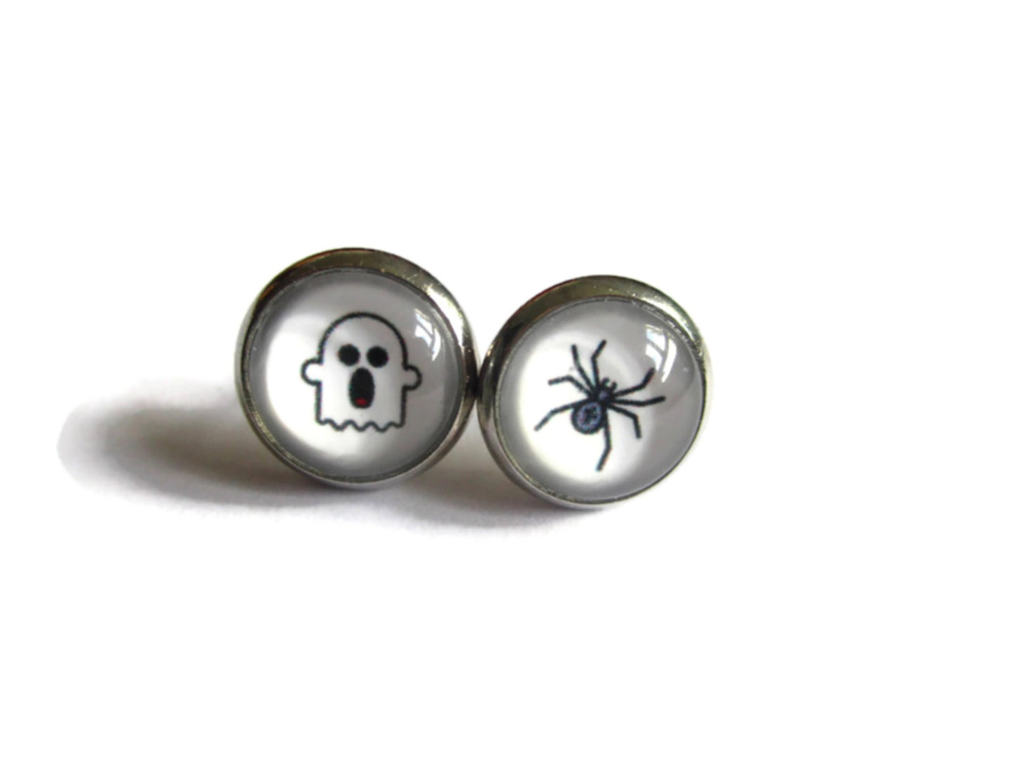 Ghost And Spider Stud Earrings / "Trick or treat"