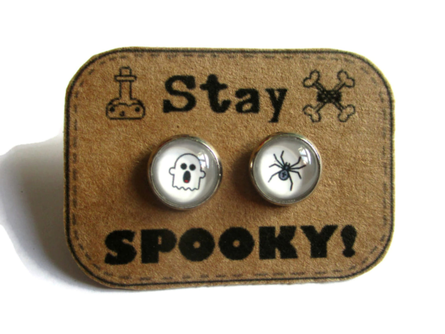 Ghost And Spider Stud Earrings / "Trick or treat"