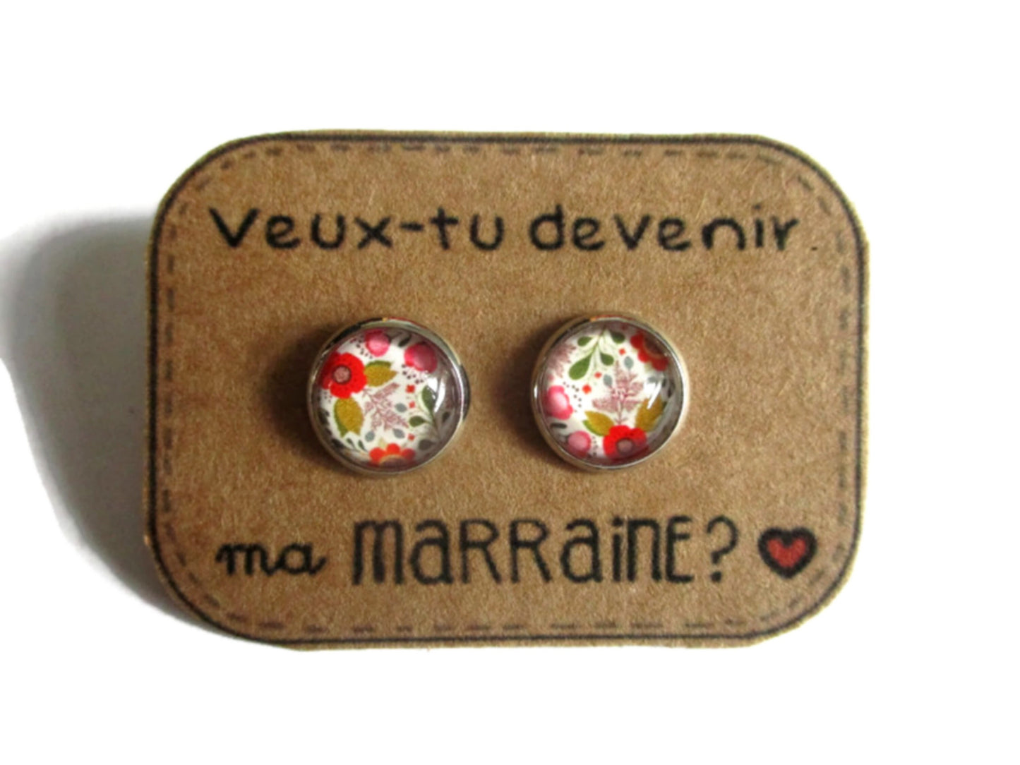 Godmother Stud Earrings / "Veux tu devenir ma marraine? " 