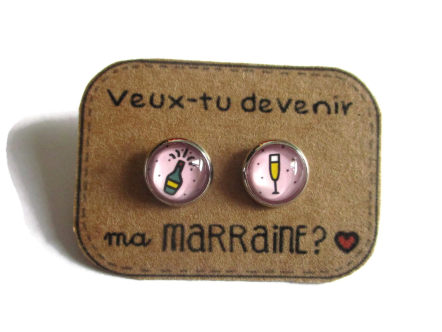 Godmother Stud Earrings / "Veux tu devenir ma marraine? " 