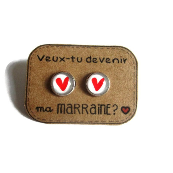 Godmother Stud Earrings / "Veux tu devenir ma marraine? " 