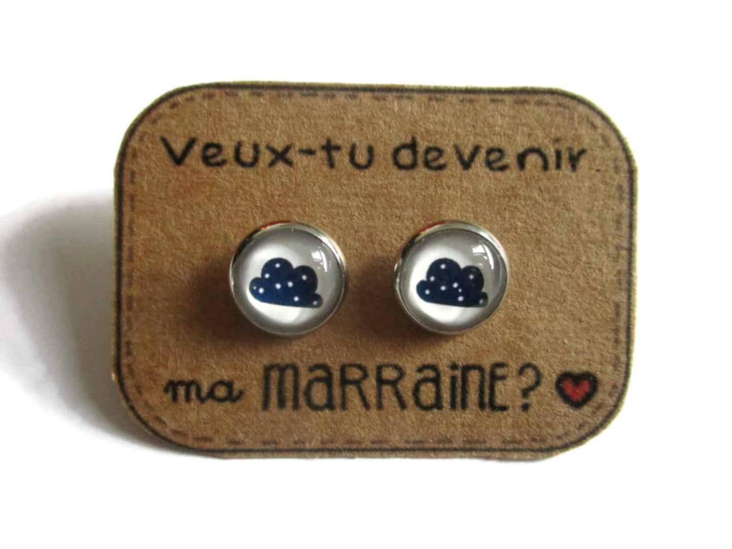 Godmother Stud Earrings / "Veux tu devenir ma marraine? " 