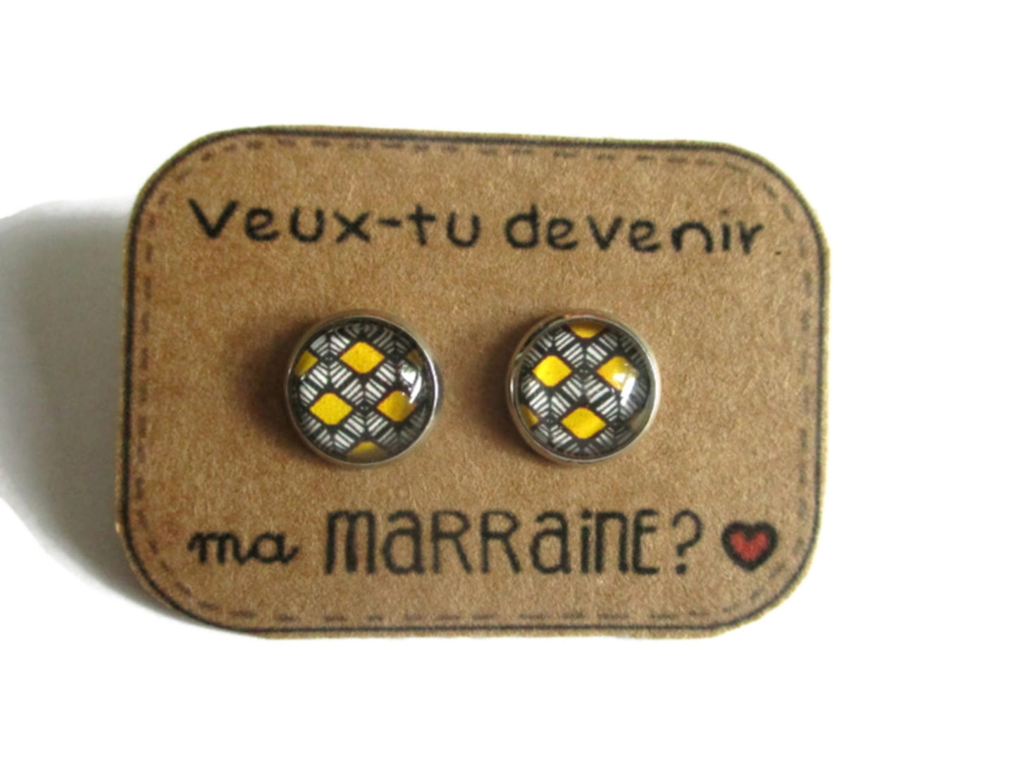 Godmother Stud Earrings / "Veux tu devenir ma marraine? " 