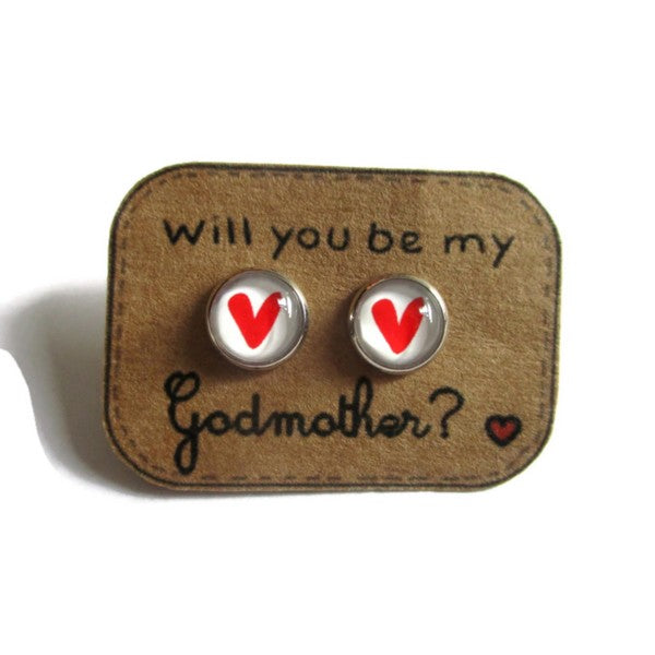 Godmother Stud Earrings / "Will you be my godmother? "