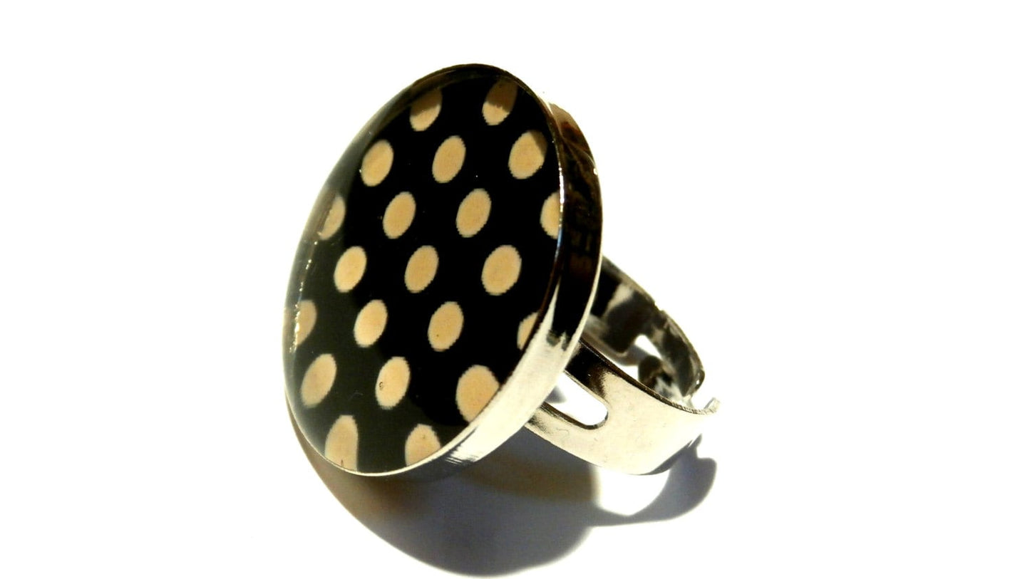 Bague Pois Noirs et Blancs