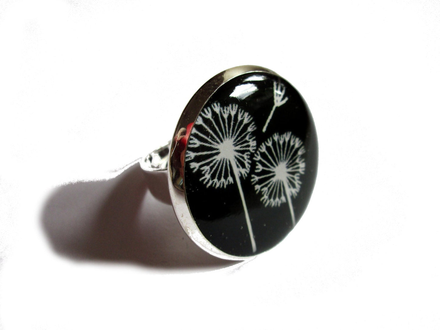 Black and White Dandelion Ring