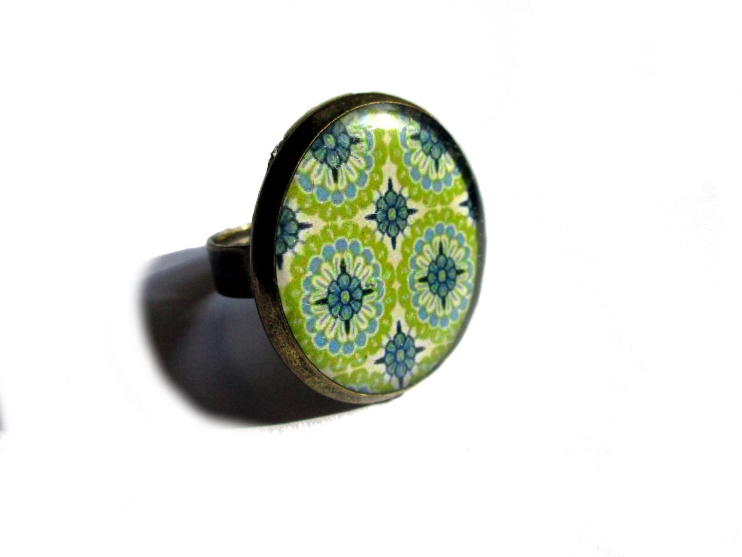 Bague Motif Rétro Vert