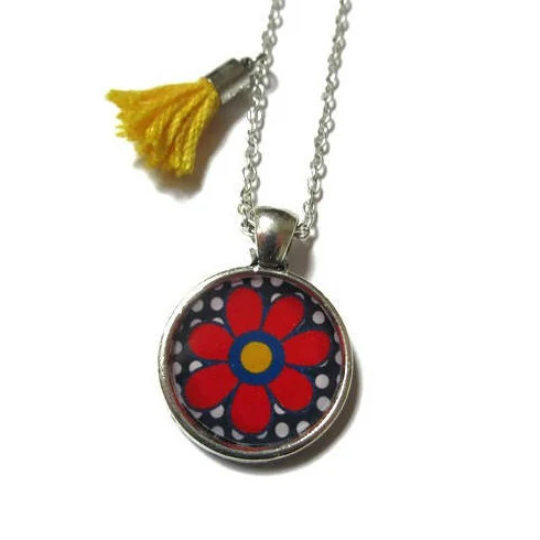 Collier Enfant Fleur Rouge