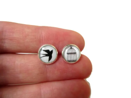 Cage And Bird Kids Stud Earrings