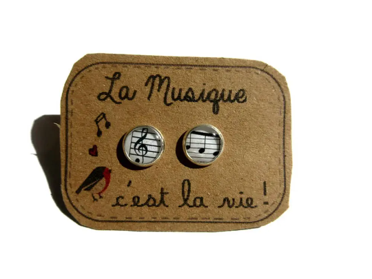 Kids Music Stud Earrings /  "La Musique c'est la Vie! "