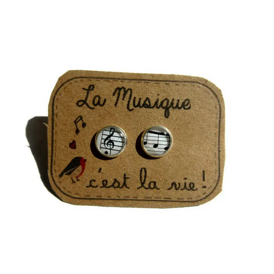 Kids Music Stud Earrings /  "La Musique c'est la Vie! "