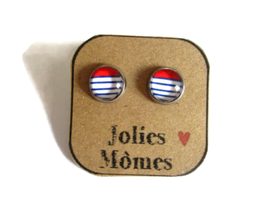 Kids Striped blue and red Stud Earrings