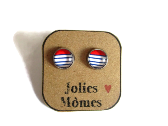 Kids Striped blue and red Stud Earrings