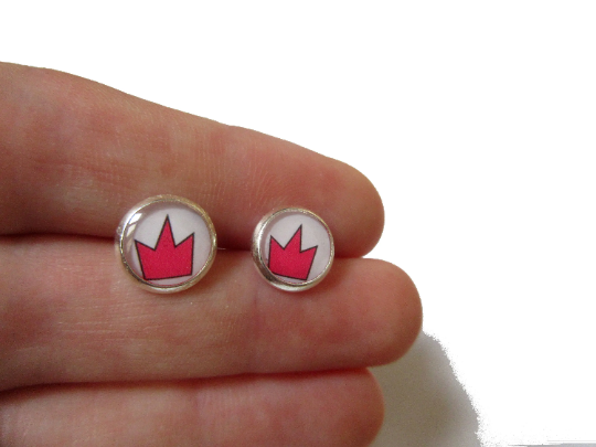 Kids Pink Crowns Stud Earrings / Je suis une Princesse!