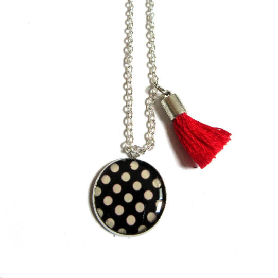 Collier Enfant Pois Noirs et Blancs